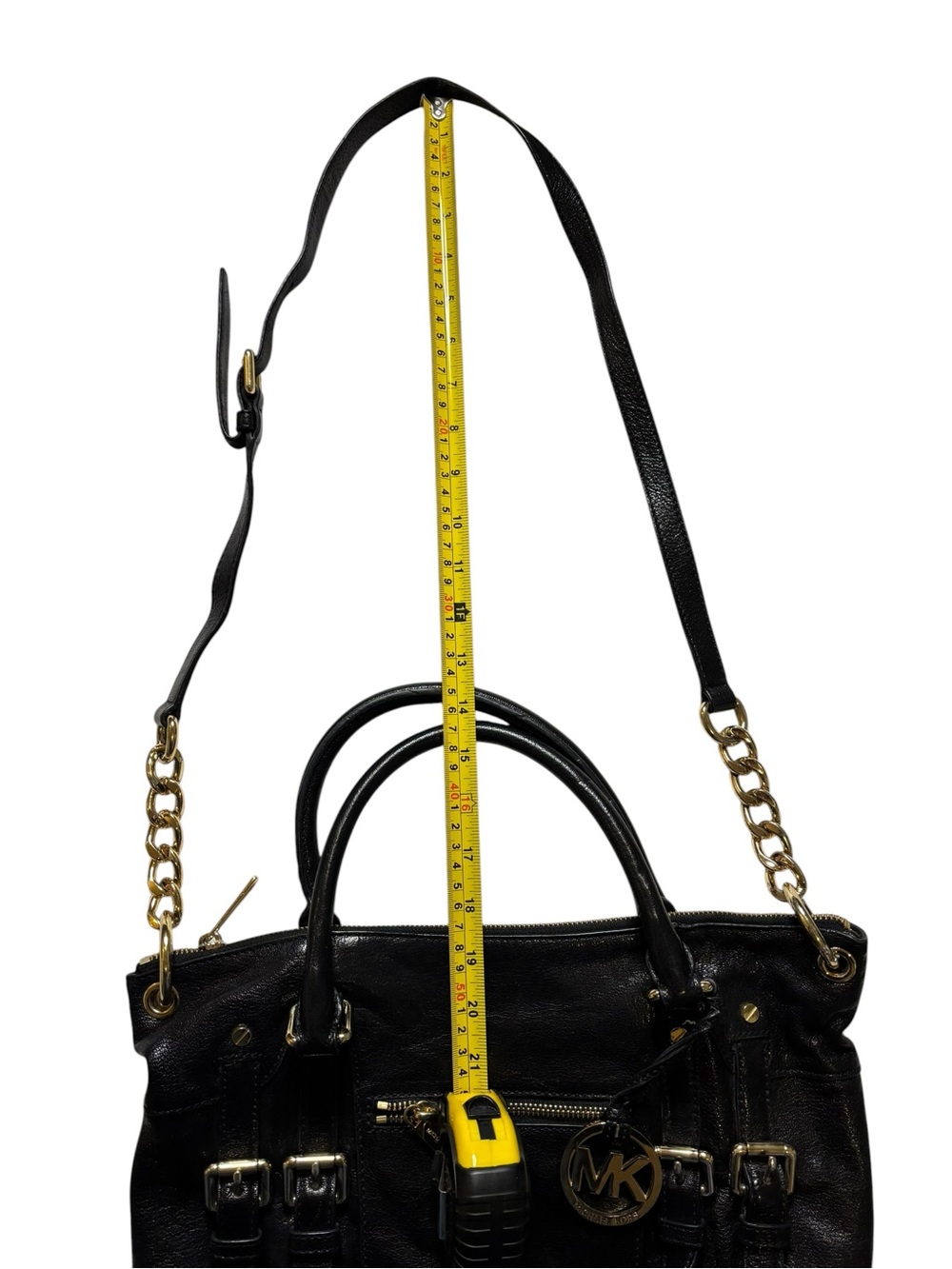 Michael Kors McGraw Black Leather Satchel with Gold Accents - Picture 5 of 12